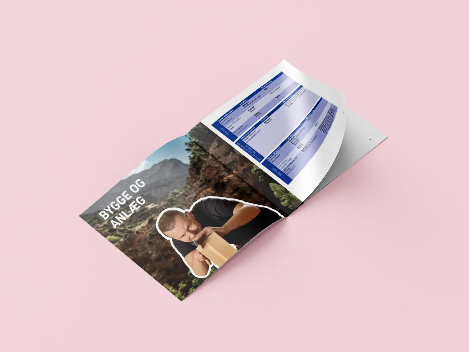 Mockup of a spread from the brochure
